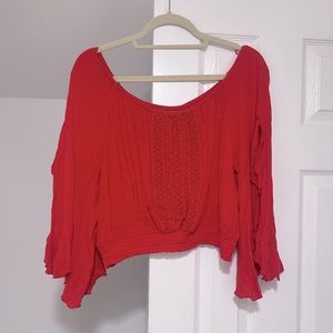 Bright red off-the-shoulder top (size large)